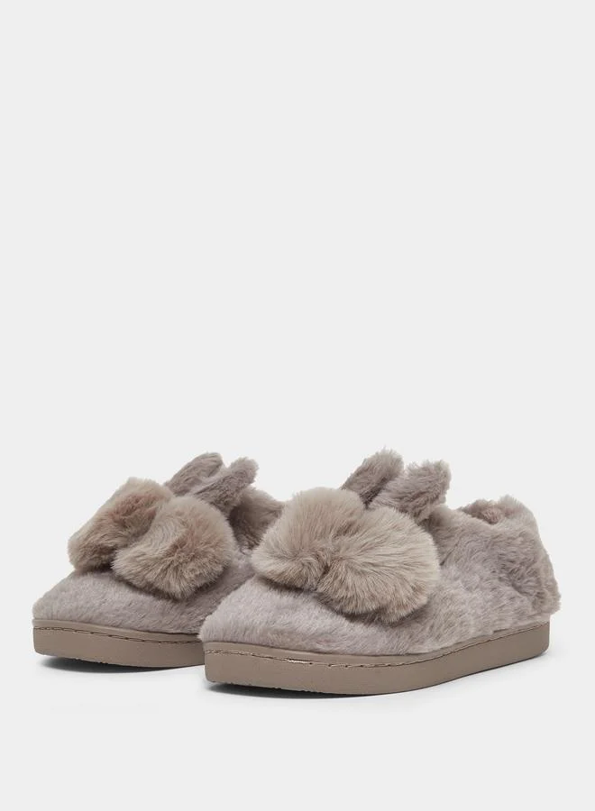 تايك تو شبشب غرفة نوم مبطن سادة بتصميم أرنب لطيف